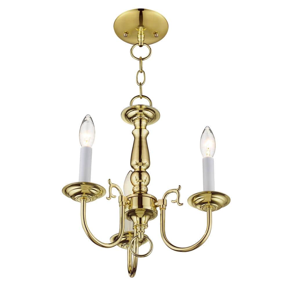 Elegant Williamsburgh Polished Brass Mini 3-Light Chandelier