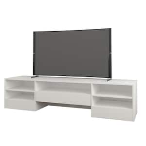 Rustik 72 in. White TV Stand with 1 Drawer Fits TVs up to 80 in. with Cable Management
