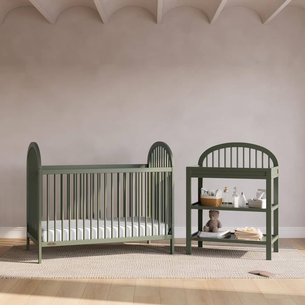 Olivia Olive Changing Table with Water-Resistant Changing Pad