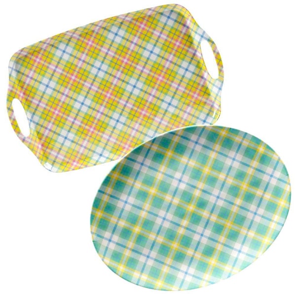 Certified International Easter Morning 12 in. W x 3 in. H x 19 in. D Rectangle Assorted Colors Melamine Serving Trays (Set of 2)