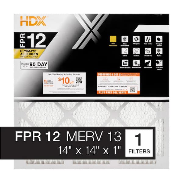 HDX 14 in. x 14 in. x 1 in. Elite Allergen Pleated Air Filter FPR 12, MERV 13