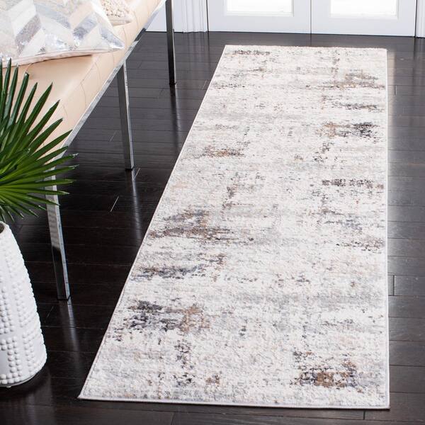Amelia 2 ft. x 14 Ivory/Gray Abstract Runner Rug