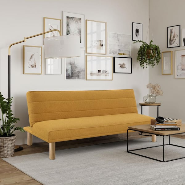 Serta Carver 66.1 in. Marigold Yellow Twin Size Convertible Sofa Bed