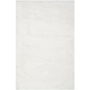 South Beach Shag Snow White 6 ft. x 9 ft. Solid Area Rug