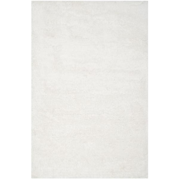 SAFAVIEH South Beach Shag Snow White 6 ft. x 9 ft. Solid Area Rug