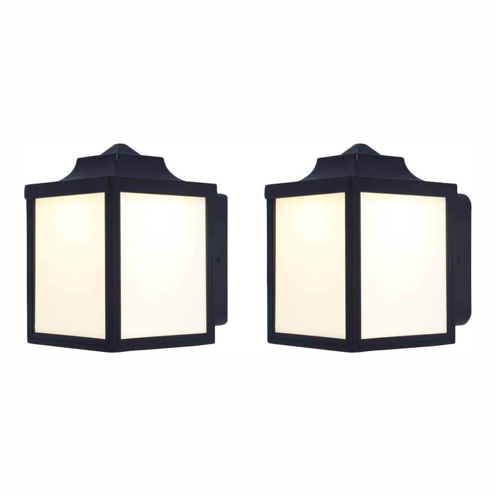 Hampton Bay 6.77 in. Black Integrated LED Hardwired Outdoor Wall