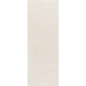 Judy 3 ft. X 7 ft. White Solid Shag Rubber Backing Soft Machine Washable Runner Rug