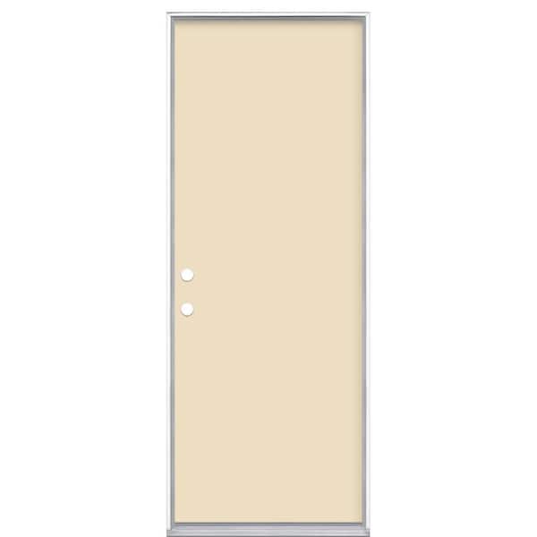 Masonite 30 in. x 80 in. Flush Right-Hand Inswing Golden Haystack Painted Steel Prehung Front Exterior Door No Brickmold
