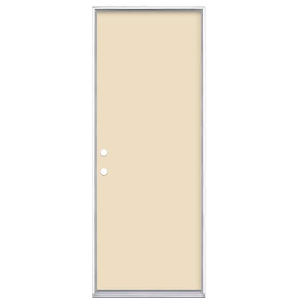 Masonite 30 in. x 80 in. Flush Right-Hand Inswing Golden Haystack Painted Steel Prehung Front Door No Brickmold in Vinyl Frame