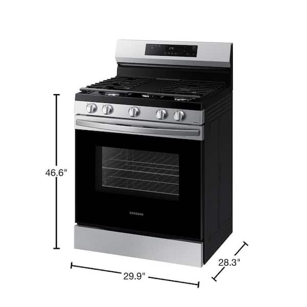 Samsung 30 in. 6.0 cu. ft. Smart Air Fry Convection Double Oven  Freestanding Gas Range with 5 Sealed Burners & Griddle - Stainless Steel