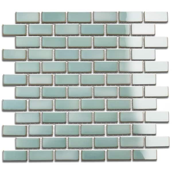 Hudson Subway Mint Green 6 in. x 6 in. Porcelain Mosaic Take Home Tile Sample