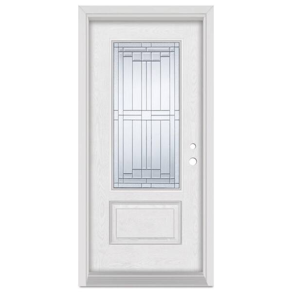 Stanley Doors 36 in. x 80 in. Architectural Left-Hand Patina Finished Fiberglass Oak Woodgrain Prehung Front Door