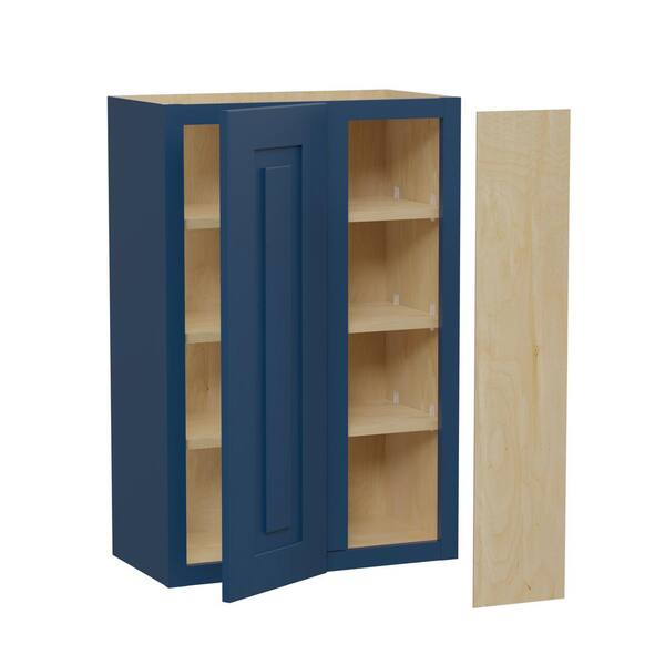 Home Decorators Collection Grayson 24 in. W x 12 in. D x 36 in. H Assembled Plywood Blind Wall Kitchen Cabinet in Mythic Blue with Soft Close RH
