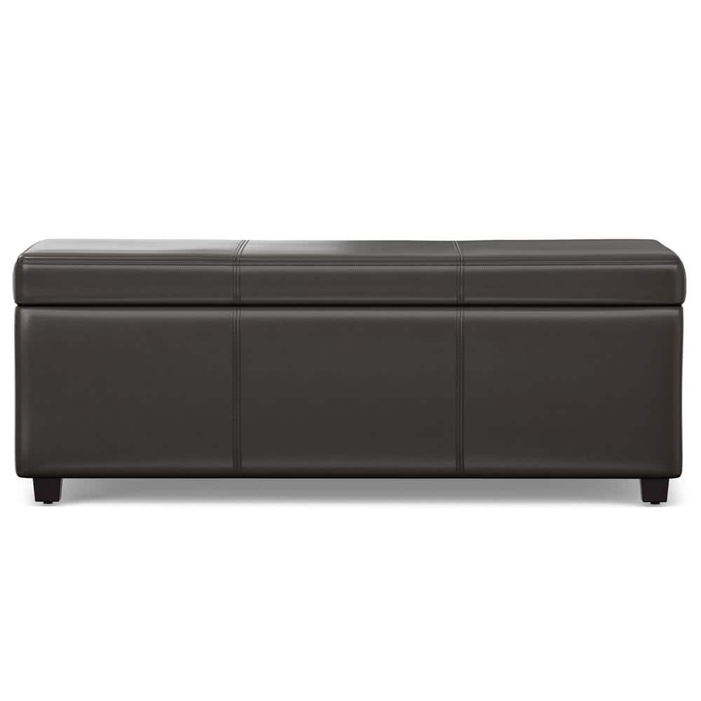 Tanners Brown Faux Leather Lift Top Storage Ottoman