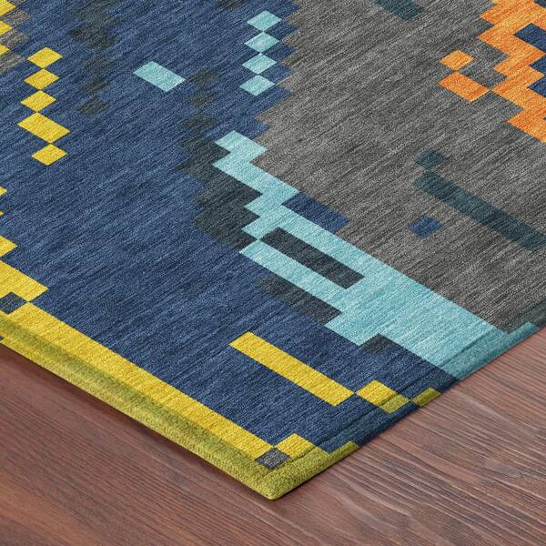 Chantille Machine Washable Indoor/Outdoor Abstract ACN2828 Navy 8 ft. x 10 ft. Area Rug