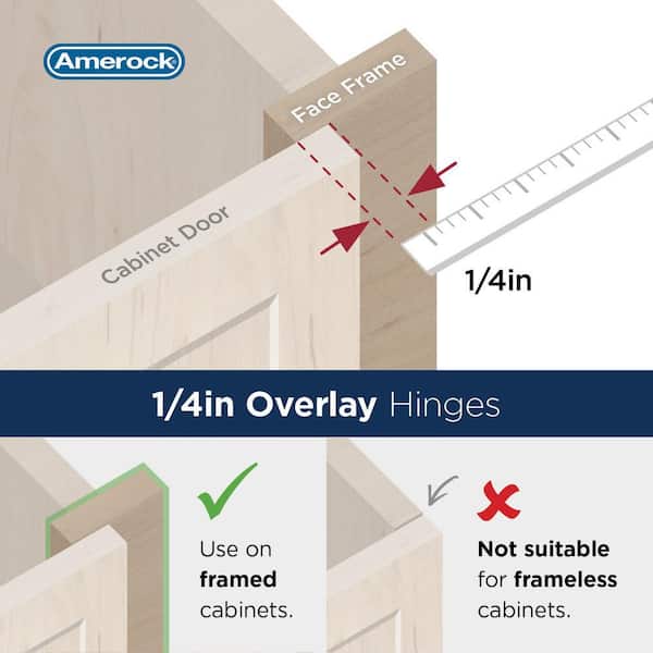 1/4 in. (6 mm) Oil-Rubbed BronzeOverlay Single Demountable, Partial Wrap Hinge (2-Pack) 1/4 in. (6 mm) Oil-Rubbed BronzeOverlay Single Demountable, Partial Wrap Hinge (2-Pack)