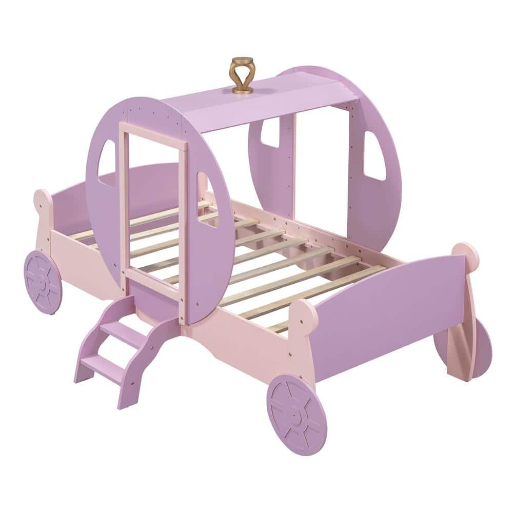 Furniture of America Meera Pink Twin Race Car Bed IDF-7642 - The Home Depot