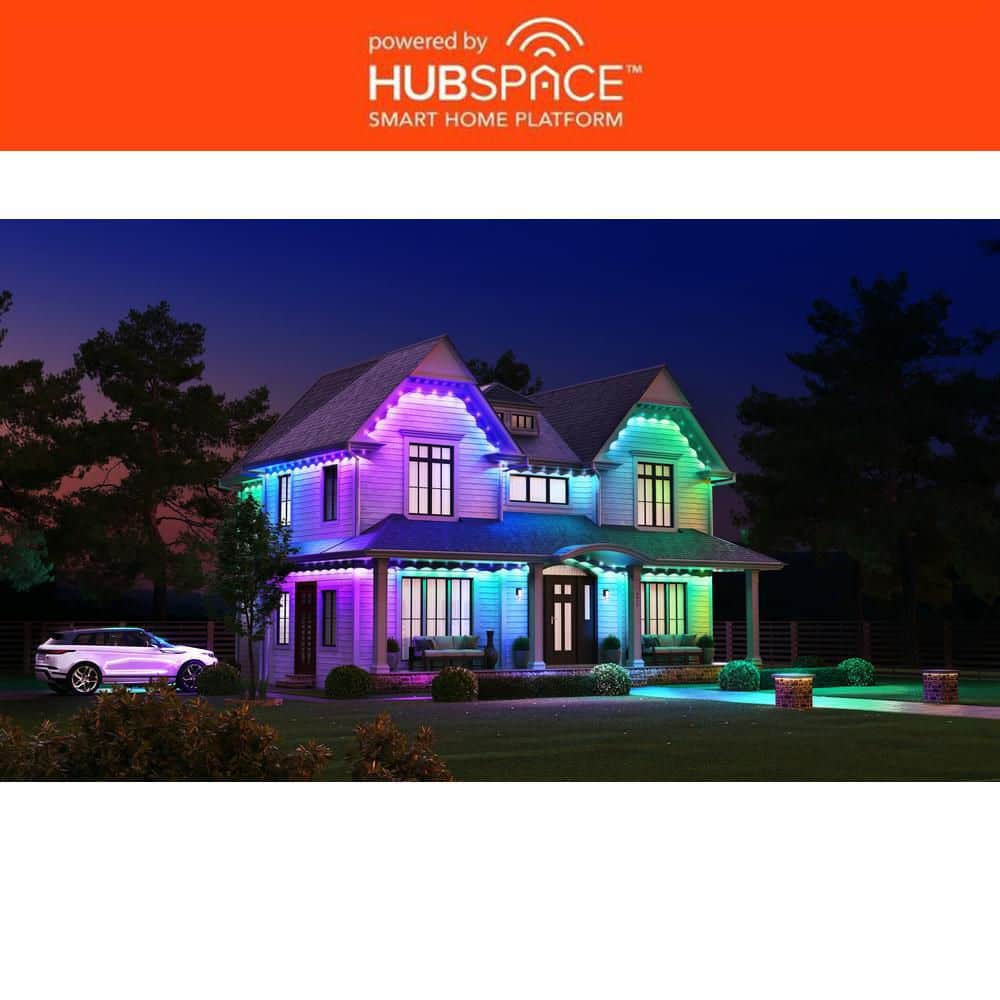 Hampton Bay 30 LED 50 ft. Plug-in Mini Integrated LED Novelty Permanent Outdoor String Light Starter Kit Powered by Hubspace