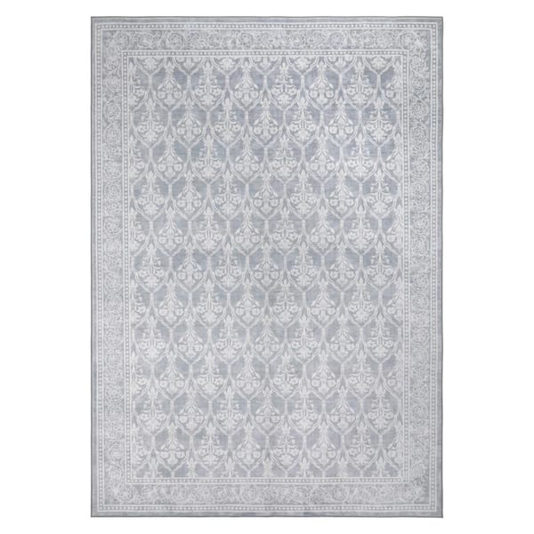 Eden 6 ft. X 9 ft. Gray Trellis Machine Washable Area Rug