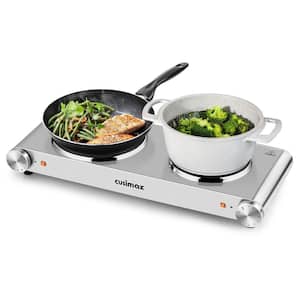 Portable 1800-Watt 2-Burner 7.4 in. Silver Electric Hot Plate