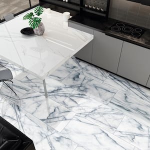 Raphael Gray 16 in. x 32in. Polished Porcelain Stone Look Floor and Wall Tile (14.2 sq. ft./Case)