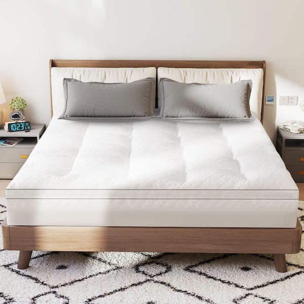 2 in. Gel Memory Foam Mattress Topper High Density Pad with 1 in. Pillow Top Mattress Pad Cover, Full Size, White