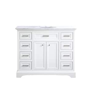 Timeless Home 21.5 in. W x 42 in. D x 35 in. H Single Bathroom Vanity in White with White Marble Top and White Basin