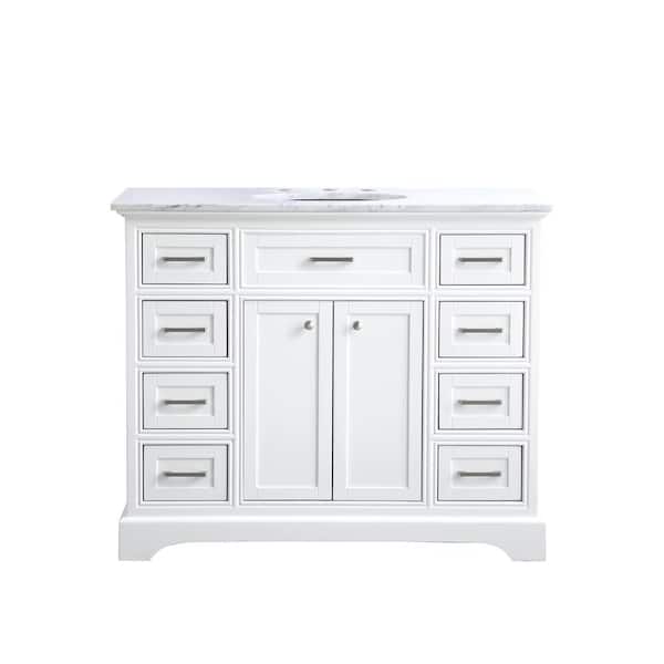 Unbranded Timeless Home 21.5 in. W x 42 in. D x 35 in. H Single Bathroom Vanity in White with White Marble Top and White Basin