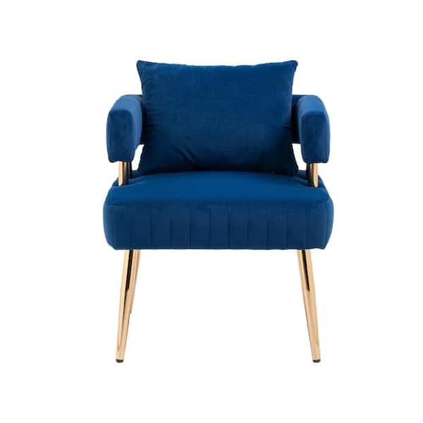 HOMEFUN Modern Upholstered Navy Blue Velvet Accent Chair with Arms for Bedroom