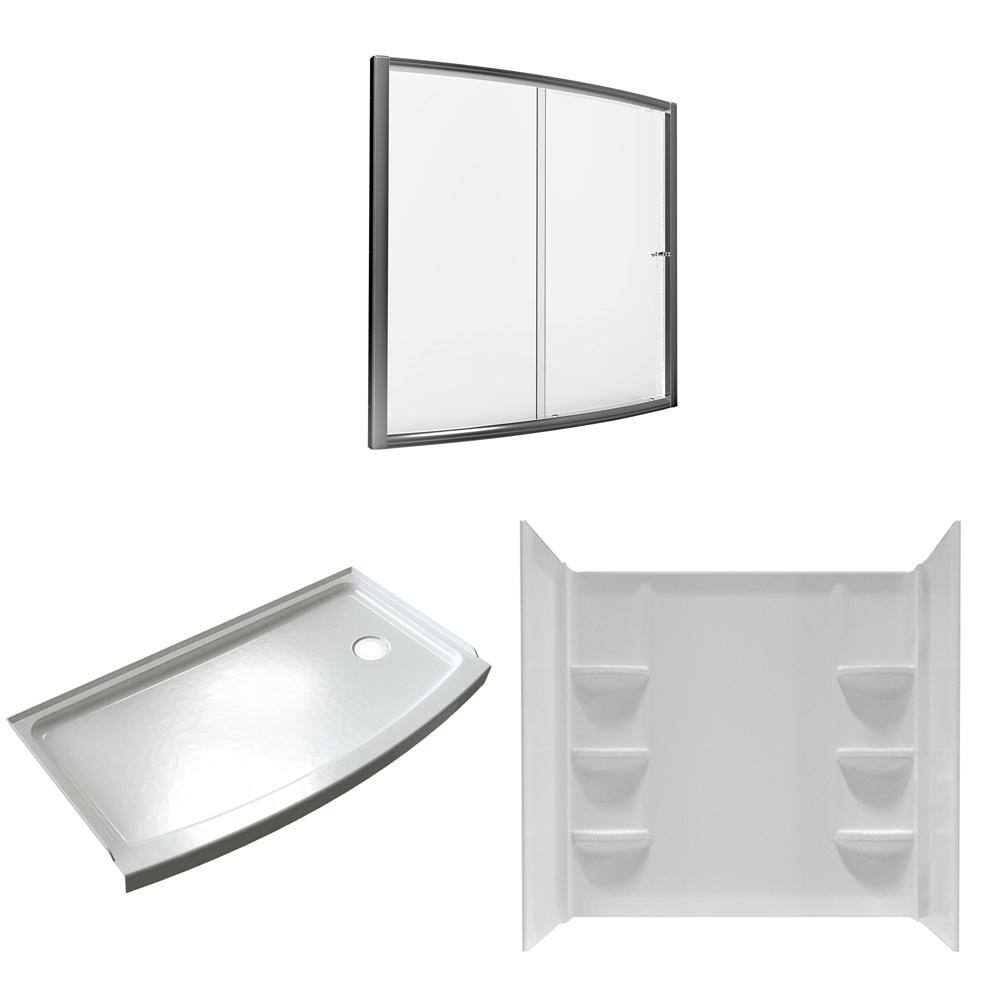 Ovation 33.5 in. x 60 in. x 75.25 in. Combo 5-Piece Shower Kit Right Drain 