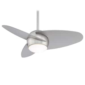 Slant 36 in. Integrated LED Indoor Brushed Steel Ceiling Fan with Light with Remote Control