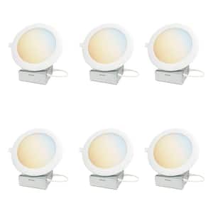 6 in. Round White Color Selectable 75-Watt Equivalent Recessed Slim Dimmable Downlight 950 Lumen ETL Listed (6-Pack)