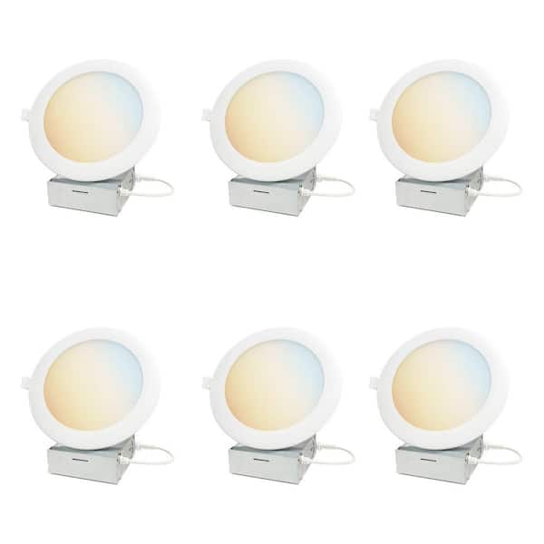 Sunlite 6 in. Round White Color Selectable 75-Watt Equivalent Recessed Slim Dimmable Downlight 950 Lumen ETL Listed (6-Pack)