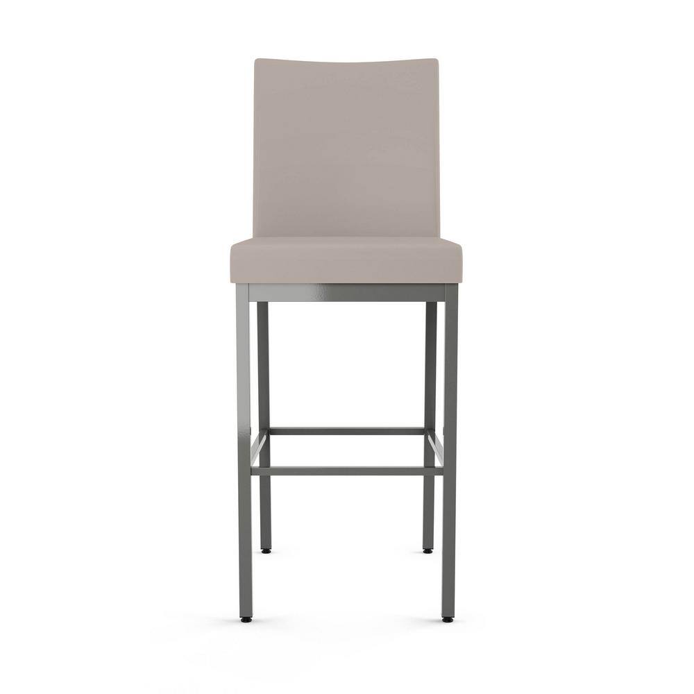 Perry Elegance 44.5'' Cream Faux Leather Barstool with Metallic Grey Frame