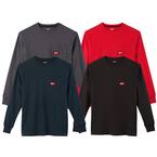Men's Large Multi-Color Heavy-Duty Cotton/Polyester Long-Sleeve Pocket T-Shirt (4-Pack)
