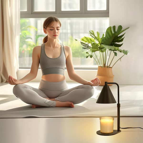 11 in Adjustable Black Table Lamp - Contemporary Bedside Wax Melting Lamp with Conical Shade for Bedroom or Office