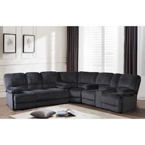 221 in. Sofa with Massage Recliner, 100% Microfiber 3-Piece Set, Cup Holder and Storage Function