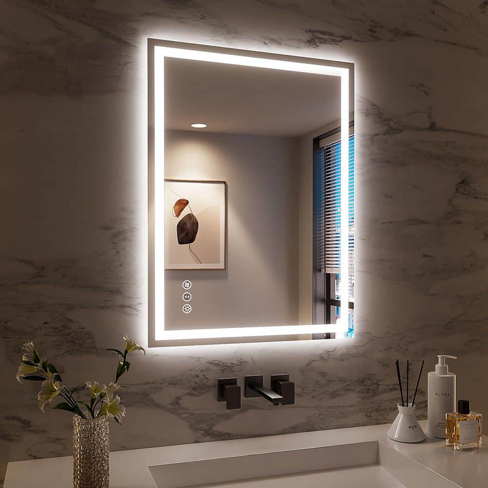 24 in. W x 32 in. H Rectangular Frameless LED Wall Bathroom Vanity Mirror with 3 Color Modes in White price history on PriceWatchPro