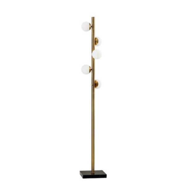 HomeRoots 65 in Brass Swirled Sphere Metal Led Tree Floor Lamp