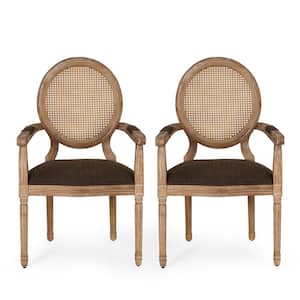 Huller Brown and Natural Wood and Cane Arm Chair (Set of 2)