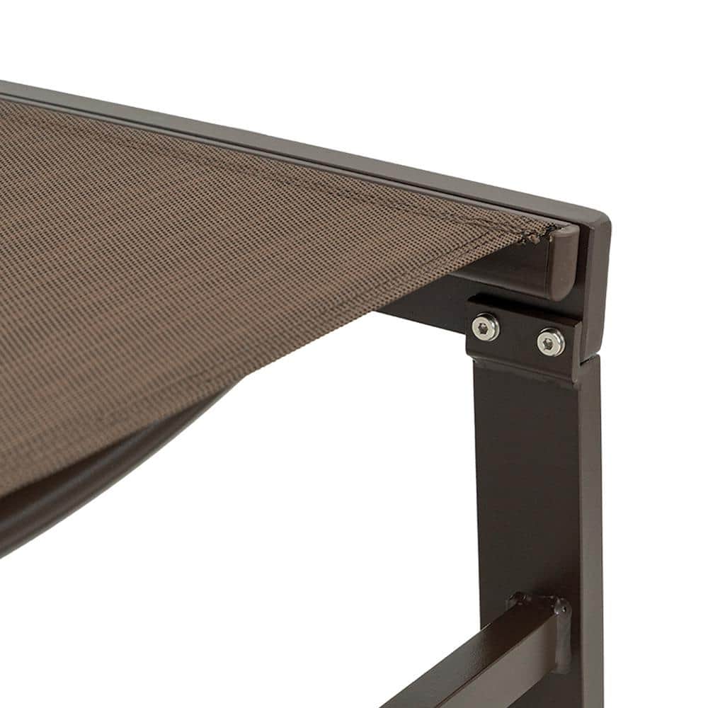 Ergonomic Outdoor Aluminum Lounge Set with Adjustable Chairs & Side Table - Brown