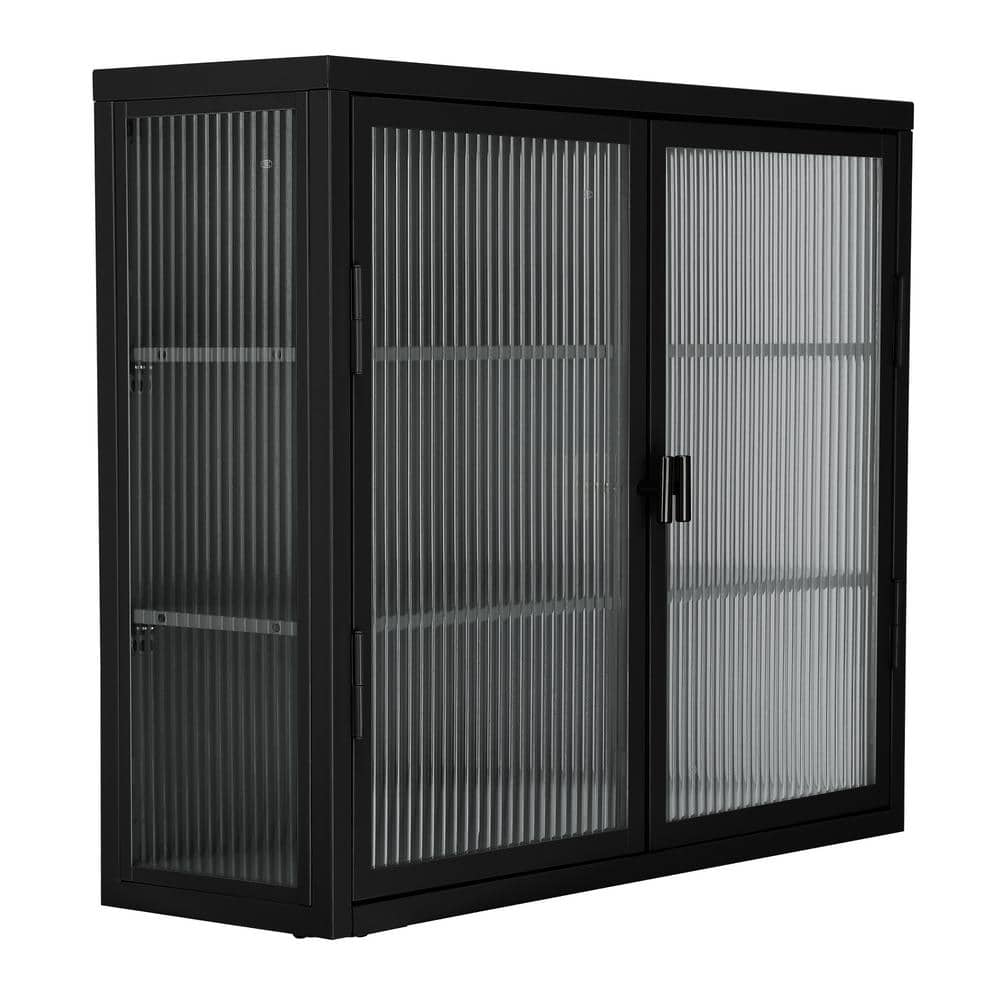 27.6 in. W x 9.1 in. D x 23.6 in. H Bathroom Storage Wall Cabinet in Black 