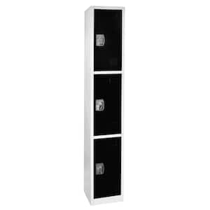 629-Series 72 in. H 3-Tier Steel Compartment Key Lock Storage Locker Free Standing Cabinets in Black (4-Pack)