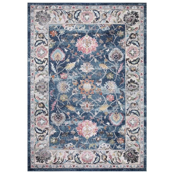 Vintage Collection Istanbul Navy 5 ft. x 7 ft. Border Area Rug