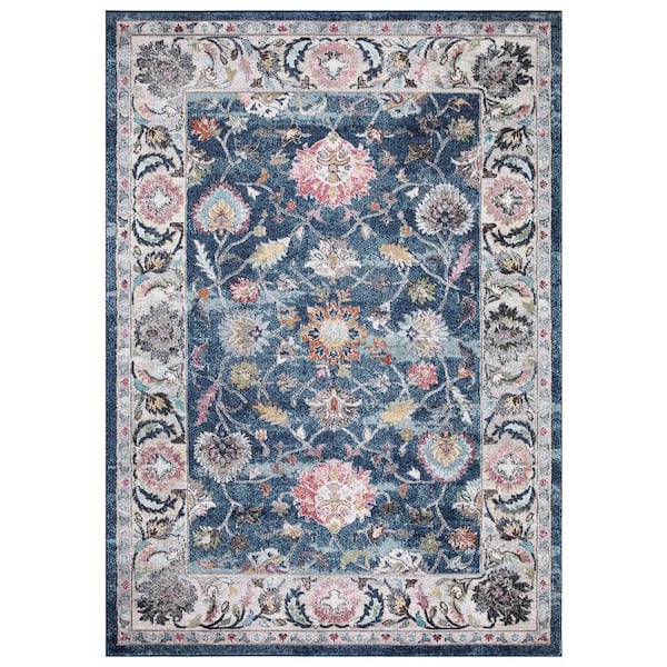 Concord Global Trading Vintage Collection Istanbul Navy 7 ft. x 9 ft. Border Area Rug