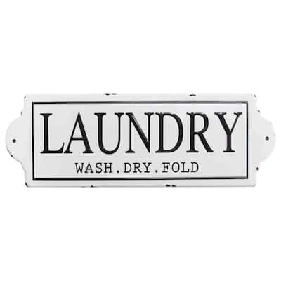 "Wash Dry Fold" Metal Laundry Wall Décor