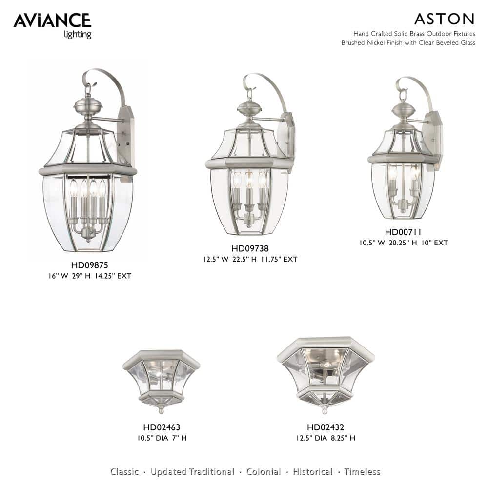 Elegant Brushed Nickel 3-Light Outdoor Wall Lantern with Clear Beveled Glass