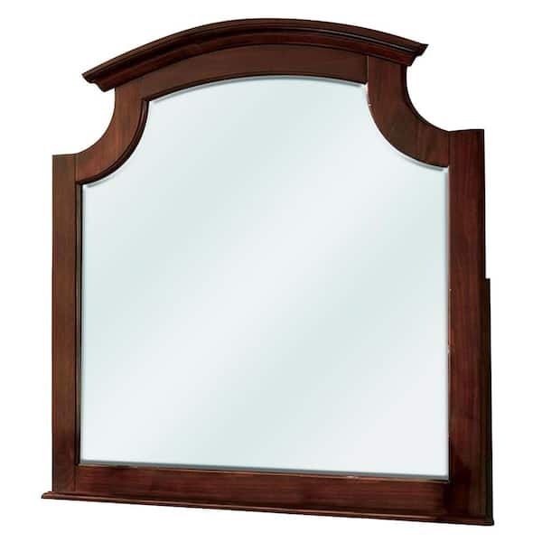 Large Arch Cherry Beveled Glass Classic Mirror (42.63 in. H x 39.88 in. W)