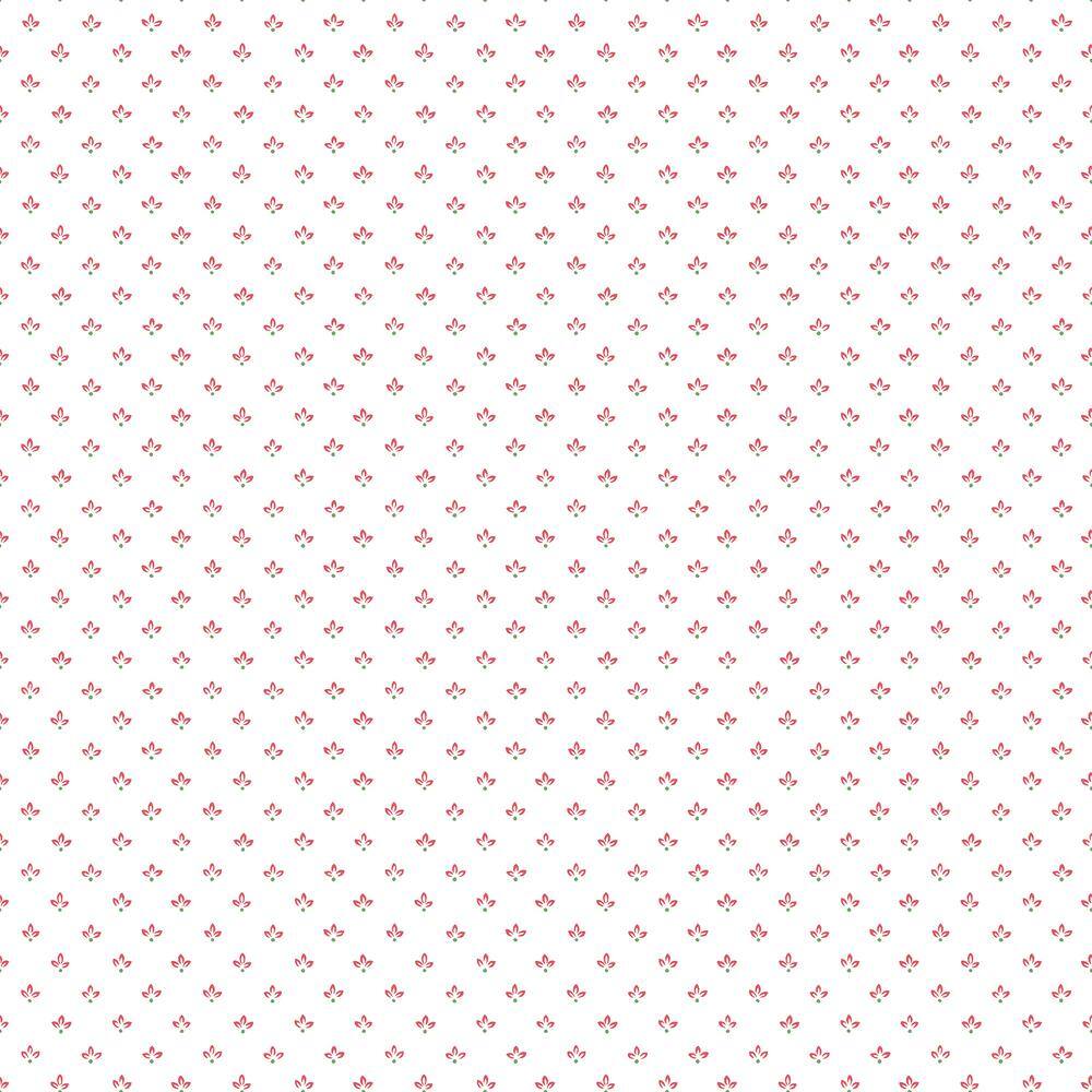 Tri Leaf Red/Green/White Matte Finish Vinyl on Non-Woven Non-Pasted Wallpap