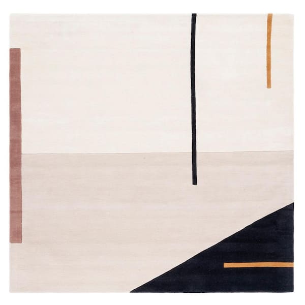 SAFAVIEH Fifth Avenue Ivory/Black 8 ft. x 8 ft. Abstract Geometric Square Area Rug